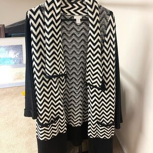 Women’s Chicos Black White Chevron Sweater size 3
